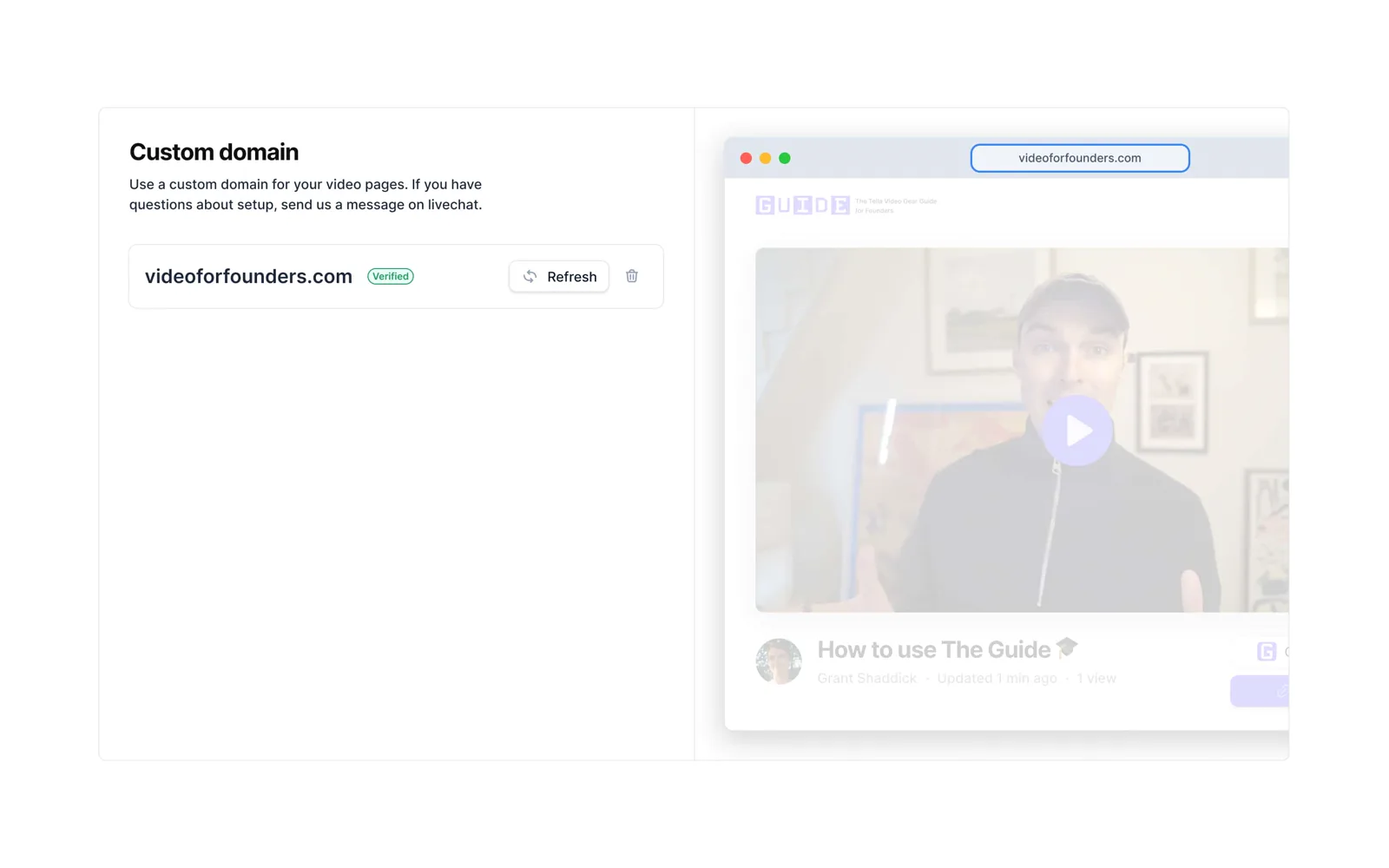 A Tella video served from a custom domain