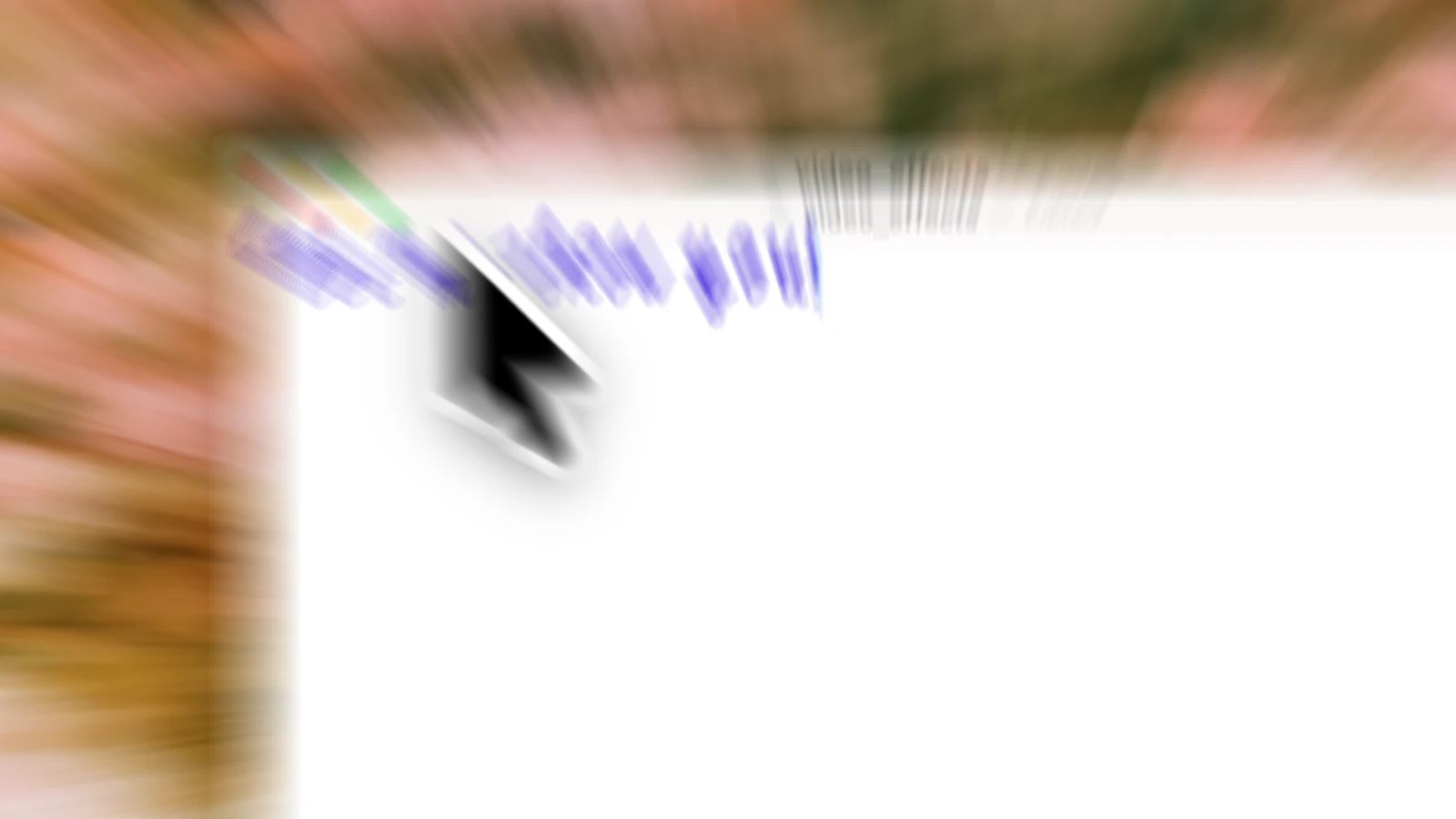 A zoomed screen recording with motion blur