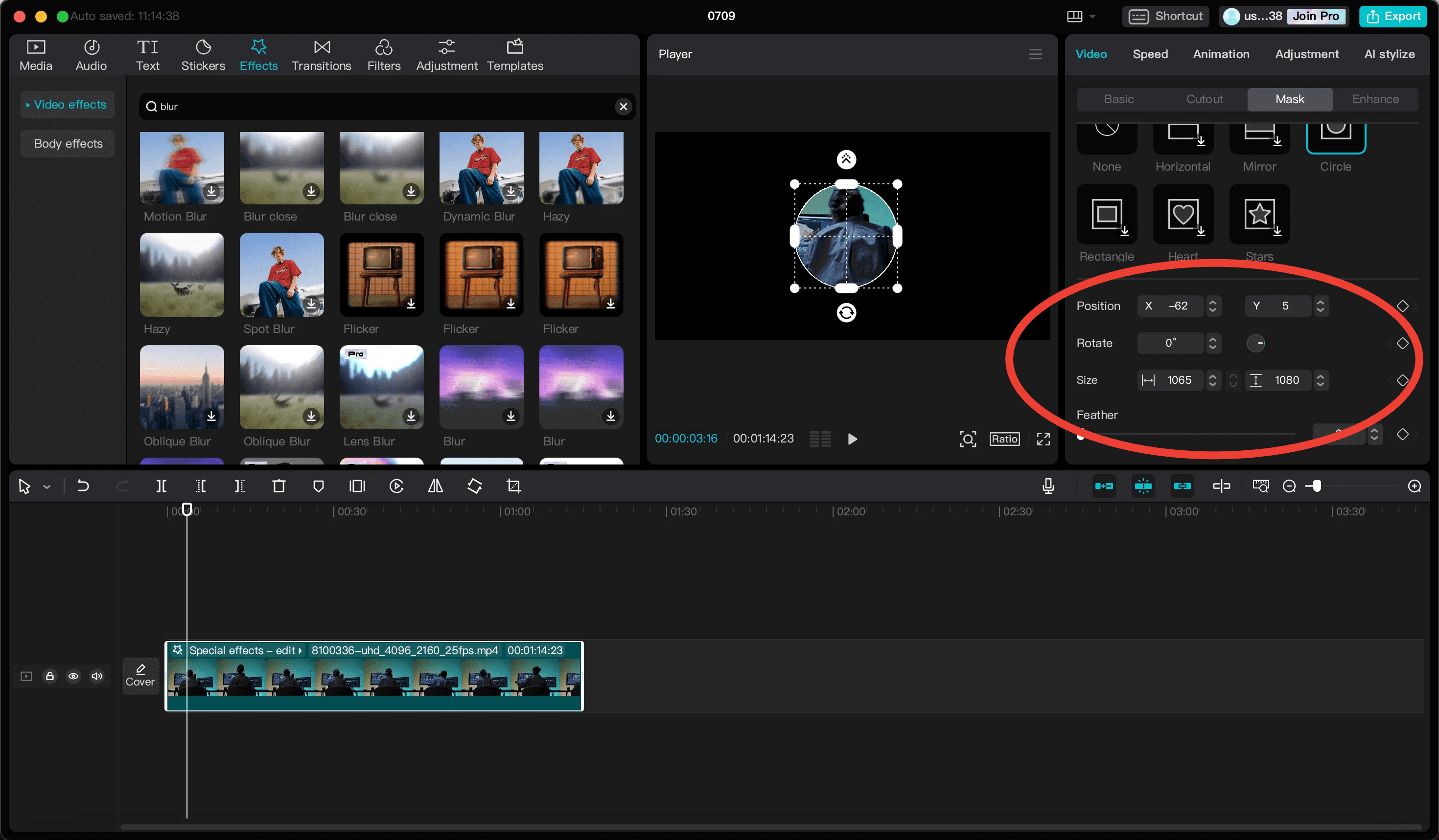 How to adjust the mask settings on CapCut