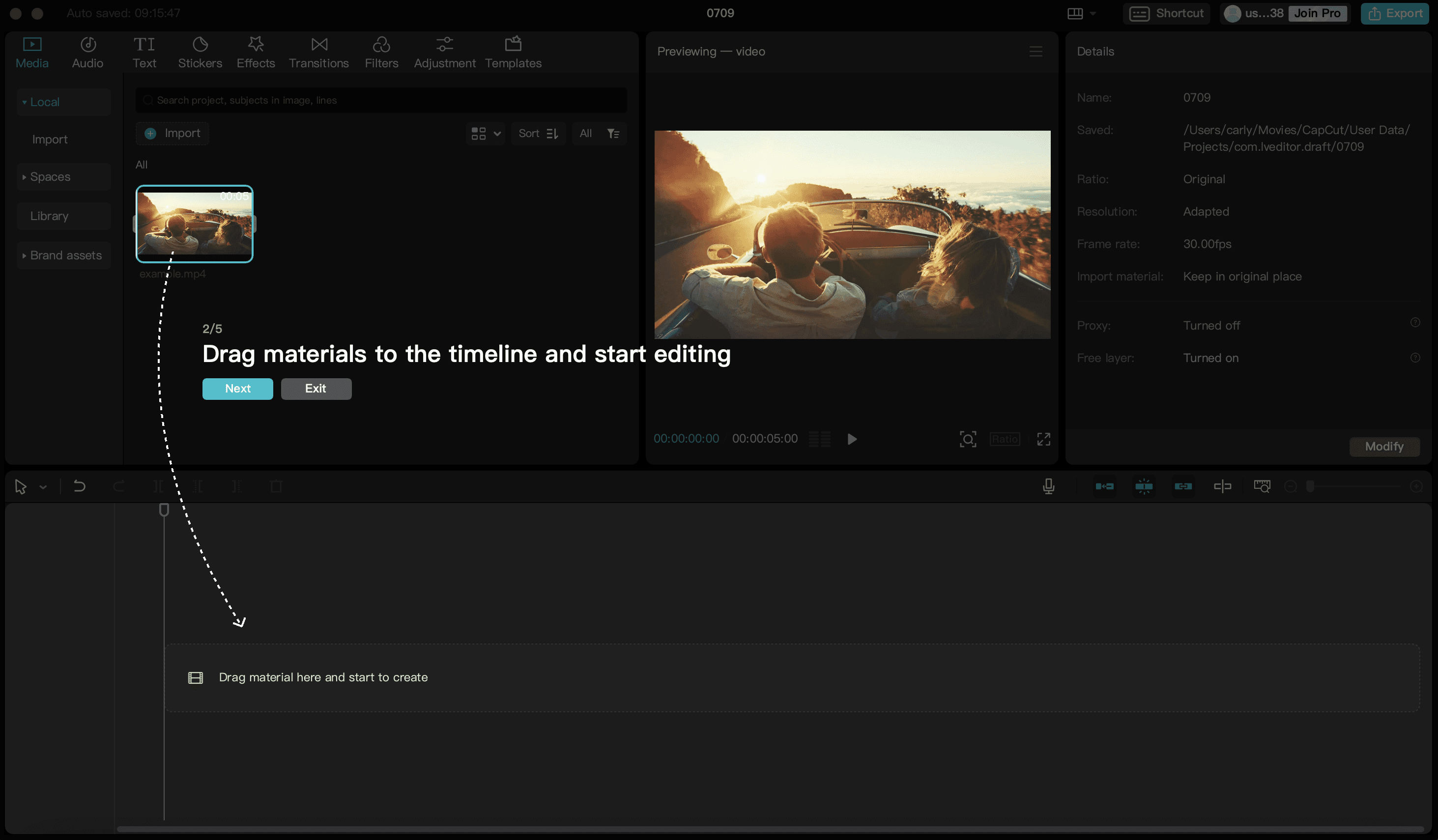 Drag your video onto the timeline