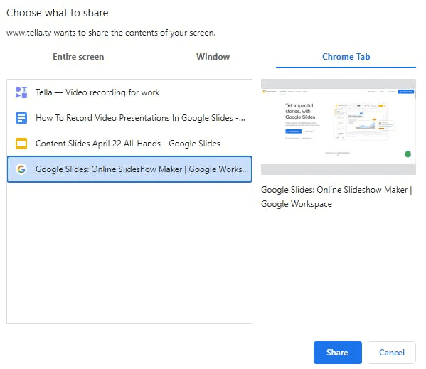 tella - how to record on google slides