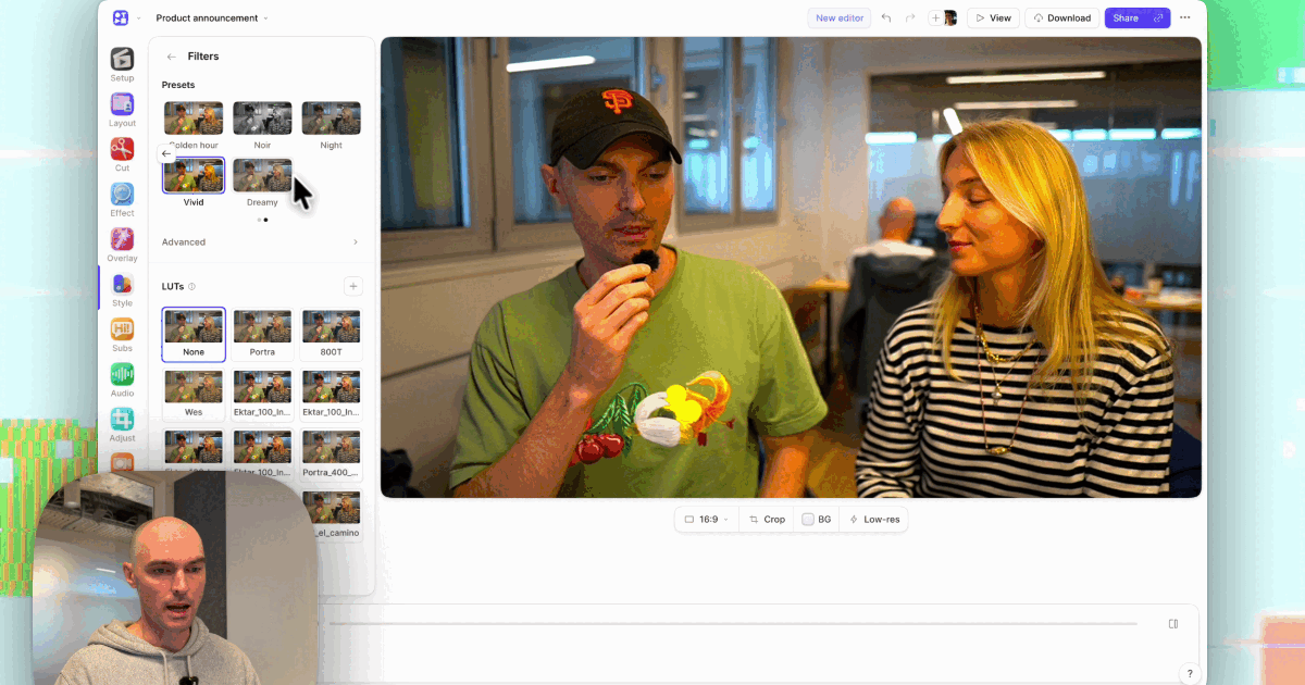Color filters and LUTs